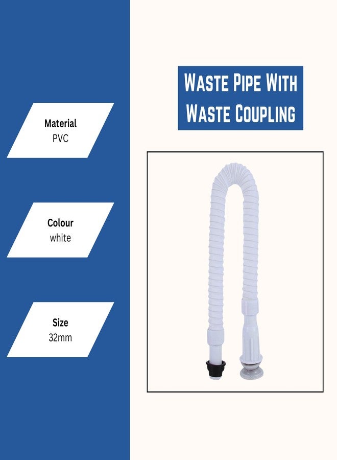 NEW WARE Flexible Waste Pipe with Waste Coupling for Wash Basin, Sink & Drain Water Outlet | Easy Install Bathroom & Kitchen Waste Pipe - Image 4